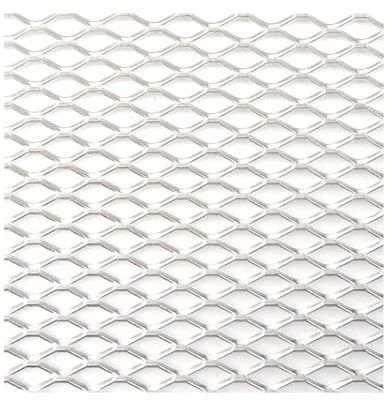 Rejilla de parachoques aluminio para coche carreras, 100 x 33 cm, malla ventilación, color negro, plateado, rojo y azul, protector para tuning, para casa jardín rejilla delantera(Sil Diamond 6x12mm)