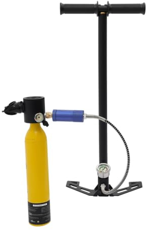 Fermoirper Mini botella de buceo 0,5 L 200 bar con bomba de mano, color amarillo