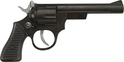 J.G.Schrödel Junior: Spielzeugpistole für Zündplättchen, in Geschenkebox, ideal für das Cowboy- oder Polizeikostüm, 100 Schuss, 21 cm, schwarz (401 0915)