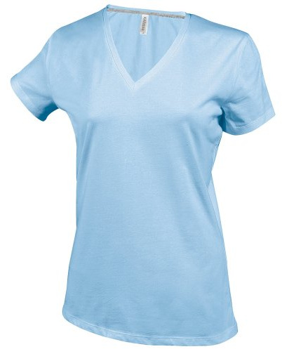 Kariban Womens/Ladies Feminine Fit Short Sleeve V Neck T-Shirt (L) (Sky Blue)