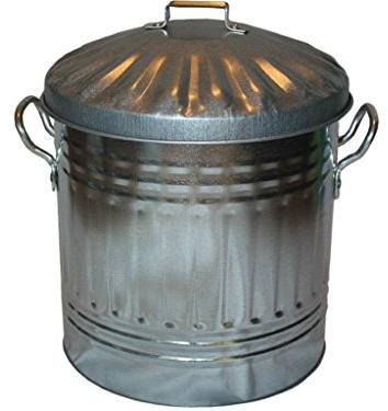 Portable 15L Mini Galvanised Steel Home Garden Dust Bin for Waste Trash Rubbish