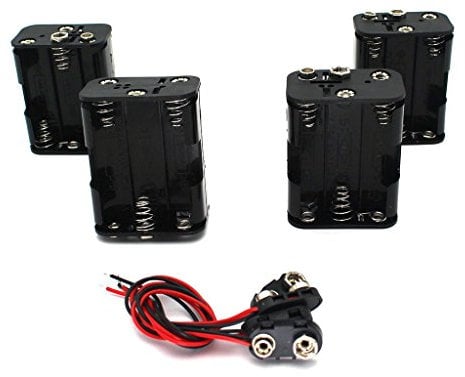 Raogoodcx 4Set 6 x AA Thicken Battery Holder and T Type Wired Battery Clip Standard Snap Connector