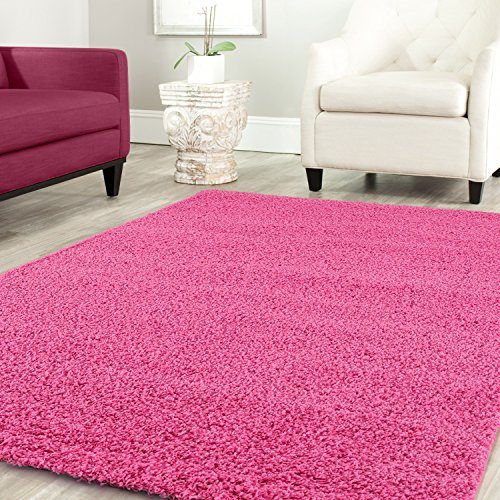 Shaggy Teppich Farbe Hochflor Langflor Teppiche Modern Uni Farben, Farbe:Pink, Maße:140x200 cm