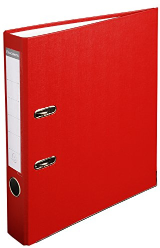 Exacompta 915403B Kunststoff-Ordner 5 cm schmal DIN A4 Kunststoffbezug außen Papierbezug innen Rückenschild austauschbar Ringordner Aktenordner Briefordner Büroordner Plastikordner rot