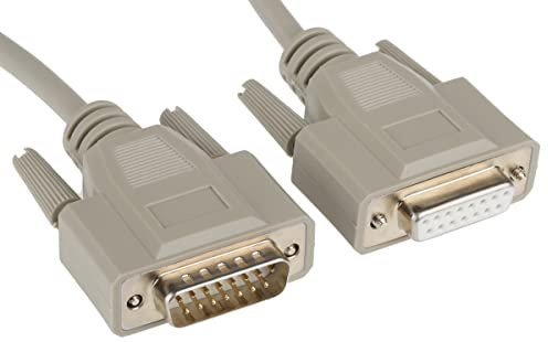 PHOENIX CONTACT VS-15-DSUB-20-LI-1.0 Konfektioniertes D-Sub-Kabel, Geschirmt, 15 Polig, Flexibel, Schutzart IP20, Kopf 1 mit Buchse Shell 2 und Geraden Kabelabgang, 1m Länge, Grau