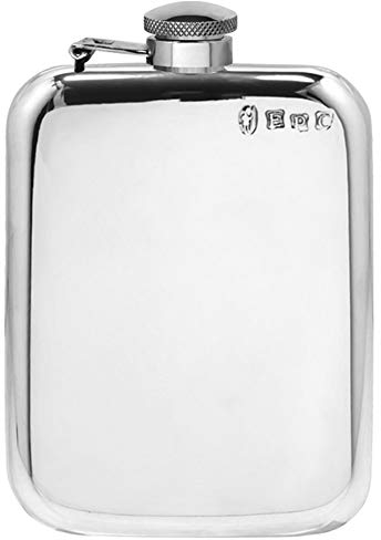 English Pewter Company 6oz Plain Pewter Hip Flask with Captive Top [SF435CT]