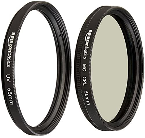 Amazon Basics Filtro polarizador Circular 55mm + Filtro de Proteccion UV 55mm