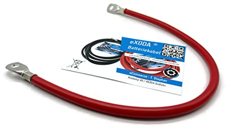 Exoda Câble de batterie 35 mm² 50cm avec cosses M10 rouges pour voiture moto bateau robuste en cuivre haute flexibilité résistant à la chaleur jusqu'à 70 degrés.