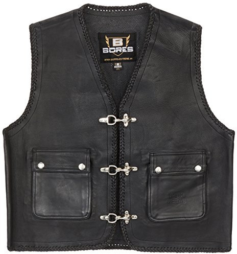 Bores Sunride 3 Rinder Lederweste, Aufgesetzte Taschen, Schwarz, Größe 5XL
