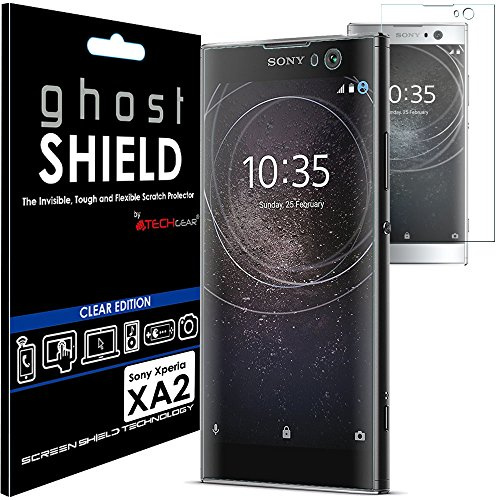 TECHGEAR Screen Protector to fit Sony Xperia XA2 [ghostSHIELD Edition] Genuine Reinforced Flexible TPU Screen Protector Guard Covers with Full Screen Coverage inc Curved Screen