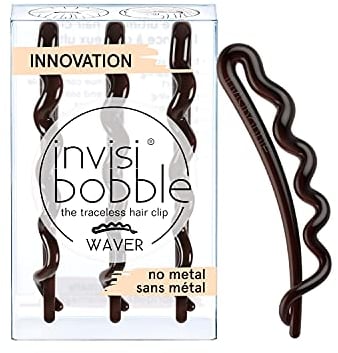 Invisibobble Waver pince à cheveux marron Pretty Dark x3 I Barettes cheveux femme et fille I Pince a cheveux marron avec fort tenue