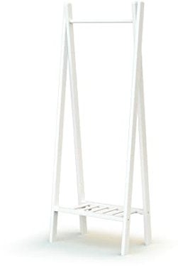 AT4 - Portant à Vêtements ESSENTIEL Blanc | 30 x 50 x 130 cm | Porte-vêtement à hauteur idéale pour enfant | Plateforme de rangment inférieur