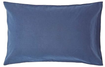 Homescapes Leinen Kissenbezug 50x90 cm Marineblau, Halbleinen Kissenhülle Hotelverschluss, 60% Leinen & 40% Baumwolle