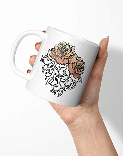 BLAK TEE Floral Rose Porcelain Coffee and Tea Mug 330 ml