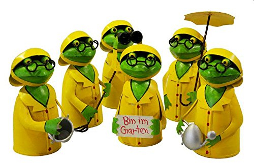 Set di 6 sgabelli per recinzione di alta qualità – Sgabello in metallo – Decorazione da giardino recinzione – statuine decorative per animali / statuette da giardino (rane parapioggia)
