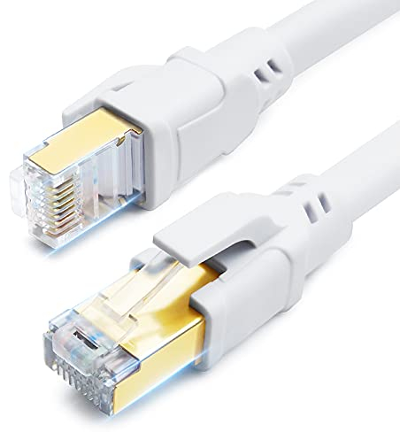 DDMALL CAT 8 Ethernet Kabel 6 Meter, Hochgeschwindigkeit SFTP Netzwerkkabel 40Gbps 2000MHz Internet LAN Kabel mit Vergoldetem RJ45 für Router, Modem, Gaming, TV (6 m, weiß)