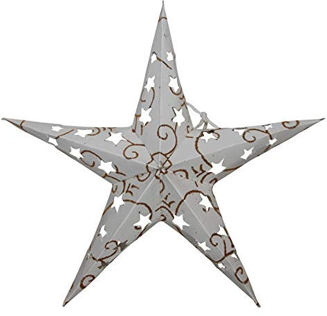 Freak Scene Papierstern - Weihnachtsstern - 5zackig - weiß-gold gemustert - 20 cm