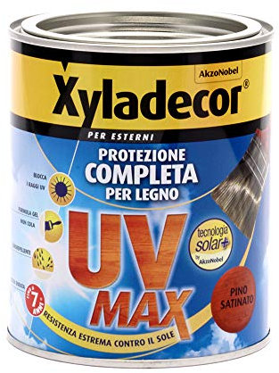 Xyladecor SMALTO LEGNO ESTERNI UV MAX Protezione Completa da sole e agenti atmosferici Idrorepellente colore PINO 750ML, 750 ML