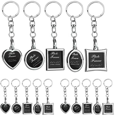 MengH-SHOP Porte-Clés Cadre Photo Mini Creative en Alliage Métallique DIY Photos Porte-clés Cadeau Personnalisé pour Saint-Valentin, Anniversaire, Fête des Pères, Fête des Mères 15 Pièces (5 Styles)