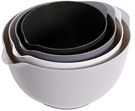 BoxedHome Classic Mixing Bowl Set, BPA Free Plastic, Microwave and Dishwasher Safe (Set of 4, Grey),3.5 quarts