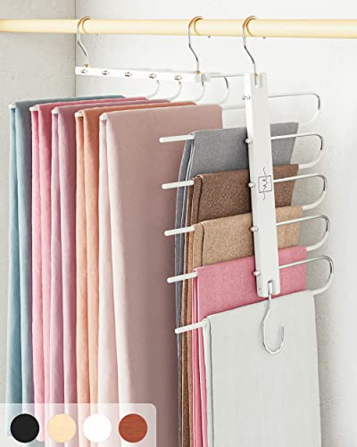 MORALVE Hosenbügel, platzsparend, 2 Stück, Holzschal-Kleiderbügel für Schrank-Organizer – Jeans-Kleiderbügel, Schalhalter, Schrank, Kleiderbügel, platzsparende Schrank-Organisation