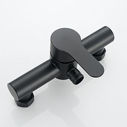 AFUDER Robinet de Douche et Baignoire en Acier Inoxydable Noir, Finition Brossée, Contrôle de Température d'Eau Constante, Montage Mural, 2 Trous, Robinet de Douche et Baignoire, Contemporain, Noir