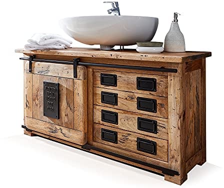 moebel-eins Bristol Waschbeckenunterschrank II, Material Massivholz, Mango rustikal