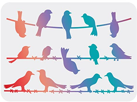 FINGERINSPIRE Schablone Vögel auf Draht 29,7x21cm Draht-Vogelschablone Vogel-Zeichnungsschablone Wiederverwendbare Vogel-Malschablone DIY-Bastelschablonen zum Malen auf Holz Wand und Fliesen…