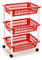 AC - Carrito verdulero Modelo PLFT de plástico con 3 Niveles y Ruedas, cestas apilables portaobjetos, Frutas, Verduras, Cocina, baño (Rojo - 61 x 40 x 30 cm)