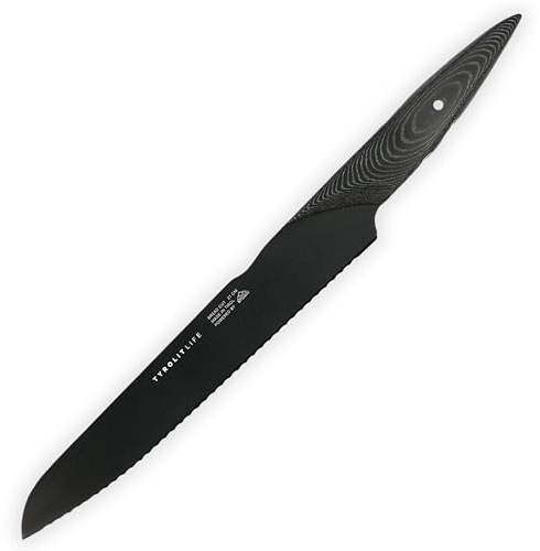 Tyrolit LIFE Bread Cut, Darkline Brotmesser mit Wellenschliff mit 21cm Klingenlänge - klassisches Brotschneidemesser in elegantem Schwarz - Made in Tirol