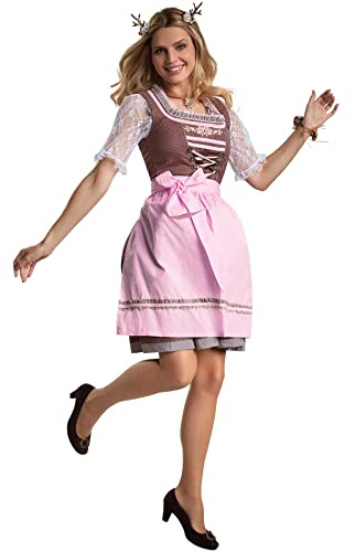 dressforfun Dirndl Mini, Dirndl Damen mit Stickerei, Trachtenkleid, Dirndlkleid Damen, Trachtenmode Trachten Trachtenrock Dirndlschürzen, Trachtenoberteil mit Rüschenborte - Diverse Größen