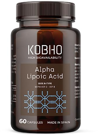 ALA Ácido Alfa Lipoico de Máxima Absorción Tipo R 60 cápsulas | Antioxidante Formulado con Vitaminas C y E | Controla Niveles Colesterol y Azúcar | Inhibidor Apetito | Antiinflamatorio