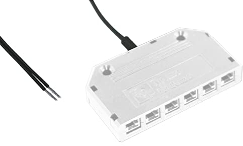 Siro LED Verteiler 6-fach mit 250mm Kabellänge, für alle LED Leuchten und Netzgeräte mit 24V, ohne LED-Stecker, Kabelende 2-polig, Kunststoff weiß