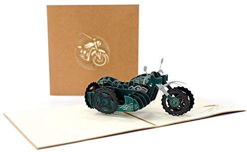KUNSTIFY 3D Pop Up Karte, Hochzeitskarte Geschenk für Brautpaar Freundin Männer Frauen Glückwunsch Verlobung hochzeitsgeschenke für brautpaar Verlobungskarte Hochzeit Herz (Motorrad)