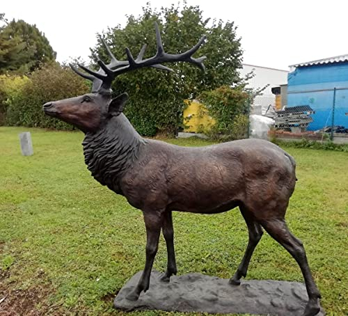 Thermobrass Bronzeskulptur lebensgroßer stehender Hirsch Gartenfigur Gartendekoration