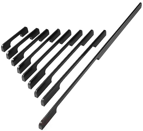 Tiradores largos de aleación de aluminio for armario, tiradores de cocina negros, tiradores de armario, tiradores de cajón, herrajes for puerta de habitación y muebles, 2 uds. ( Color : BX815 224mm )