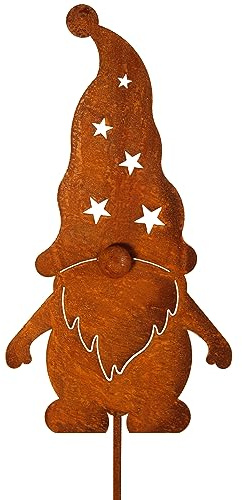 Bornhöft Piquet de jardin Nain Clausi - En métal rouillé - Décoration de jardin rouillée - 40 cm