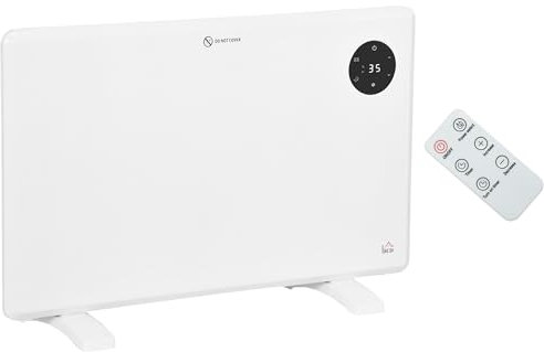 HOMCOM 1200W Electric Panel Heater, Freestanding or Wall Mounted, Convector Heater with LED Display, Open Window Detection, Timer, Overheat Protection, Remote Control, White