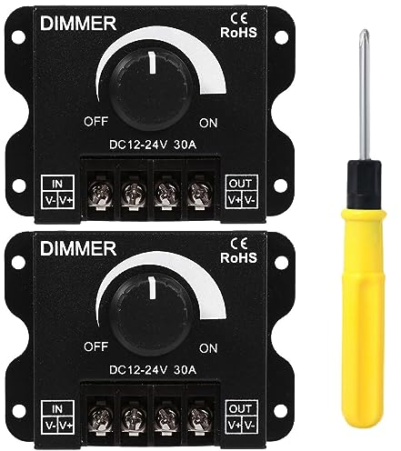 Acmerota LED Regolatore dimme 12V-24V 30A,144W PWM Dimmer LED per striscia LED Monocolore Monocolore Striscia LED Lampada Luce a nastro Pulsante nero Controllo luminosità