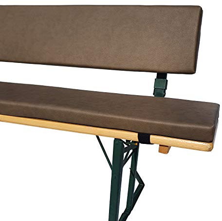 kissenfabrik-juwan 2er-Set Bierbankauflage Bankauflage Festzeltgarnitur Kunstleder 110 x 25 x 5 cm, für Innen und Außen (Braun)