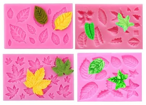 4Pcs Silicone Leaf Moulds - Various Themes for Fondant Cake or Chocolate Decoration