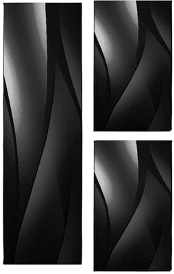 Carpetsale24 Bettumrandung Schlafzimmer 3 teilig Kurzflor Teppich Schwarz Bettvorleger Schlafzimmer Bettset: 2 St. 80x150 cm | 1 St. 80x300 cm - Flauschiger Teppich Läuferset Weich Moderne Design