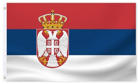 Serbien-Flagge, 90 x 150 cm, doppelseitig, strapazierfähig, für den Außenbereich, lebendige Farben, mit 2 Messingösen