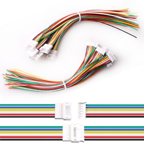 VISSQH 10 Paar JST Steckverbinder,JST 2.0 PH 6 Pin Männlich und Weiblich steckverbinder,mit 150mm 26AWG Kabel,Mini Micro JST Buchse und Stecker