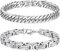 LOCCY Armband Herren, 2 Stück Silber Edelstahl Herrenarmbänder Panzerkette Armband Königskette Armbänder Figaro Armbänder Glieder Link Armkette für Männer Jungs (Set 3 Silber-6mm, Zentimeter, 21)
