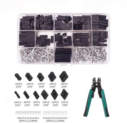CACUINA Dupont-Steckverbinder-Set mit Crimpzange, ergonomischer Griff, RoHS-konform, Modell 620PDupont, 620-teilig, 620-teiliges Set