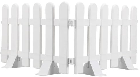 Recinzione Da Giardino in Plastica Bianca 2 Pezzi Con 4 Basi, Staccionata Per Cortile, Aiuole, Albero Di Natale, Decorazione E Protezione Per Piante E Fiori