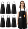 Vegena Schürze Schwarz, 6 Stück Kochschürze Damen, Küchenschürze Damen Herren, Grillschürze mit 2 Taschen, für Kochen, Küche, Gartenarbeit, Restaurant, Kaffeehaus, Malen, Hausarbeit (60x70cm)