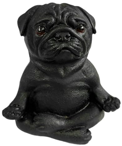 Meditation Hund Statue, Mops Hund Statue, Meditation Hund Statue Auto Dekoration Harz Mops Skulptur - Foto Harz Outdoor Welpe Hund Statue, Zen Yoga Hund Figur für Auto, Wohnmobil, LKW
