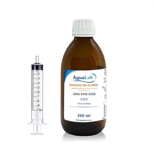 Agualab Dióxido de Cloro (CDS) 3000 PPM, PH Neutro - Fabricación Diaria en Laboratorio Homologado con Registro Exclusivo R.O.E.S.B.A - 24-20/40/90-12176 - Desinfectante